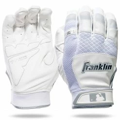 Brand new 🔥 Buy 💯 Franklin Shok-Sorb X Youth ⚾ ⚾ Baseball Batting Gloves - White/Chrome 👏 🔔